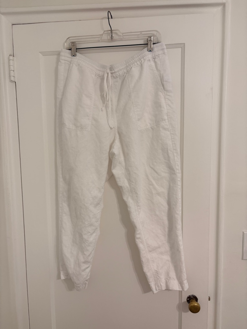 J.Crew White Drawstring Linen Pants